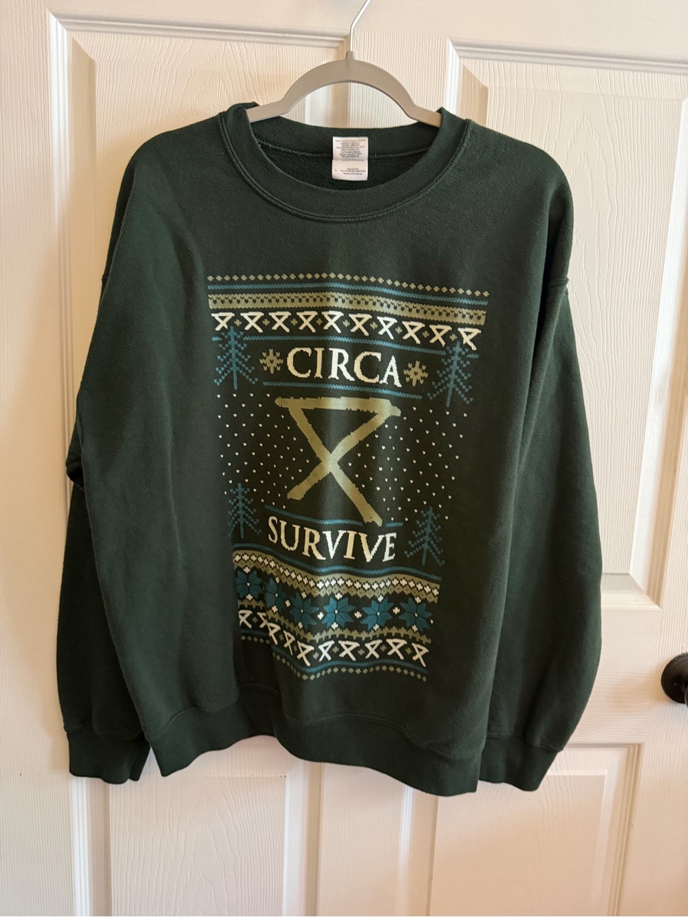 Circa Survive Green Christmas Crewneck Sweater Large